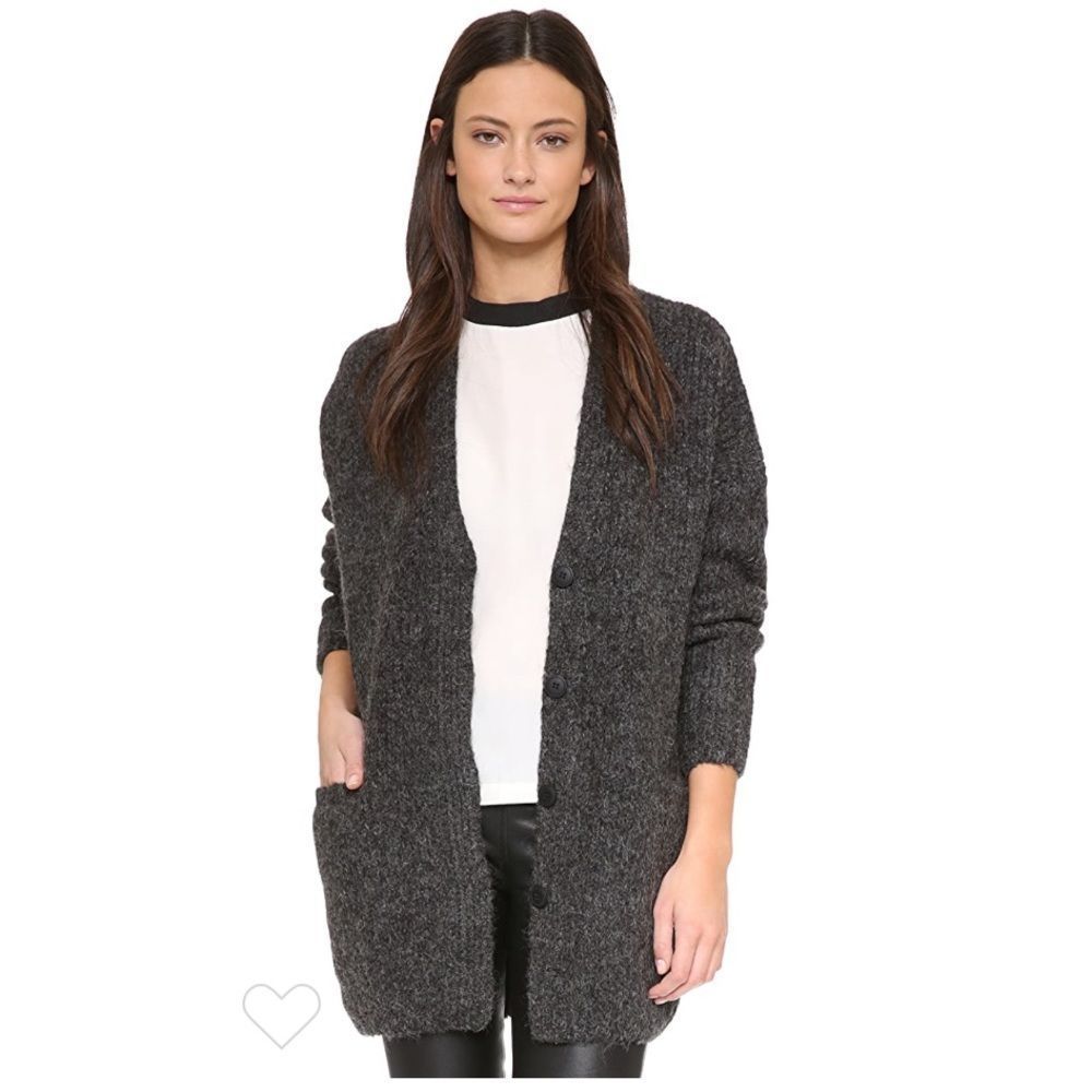 JUST FEMALE‎ JUSSI Women's Small Gray Thick Wool Alpaca Blend Cardigan Sweater